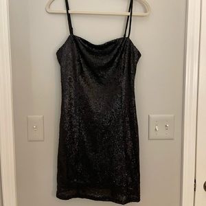 Black sequin body-con dress